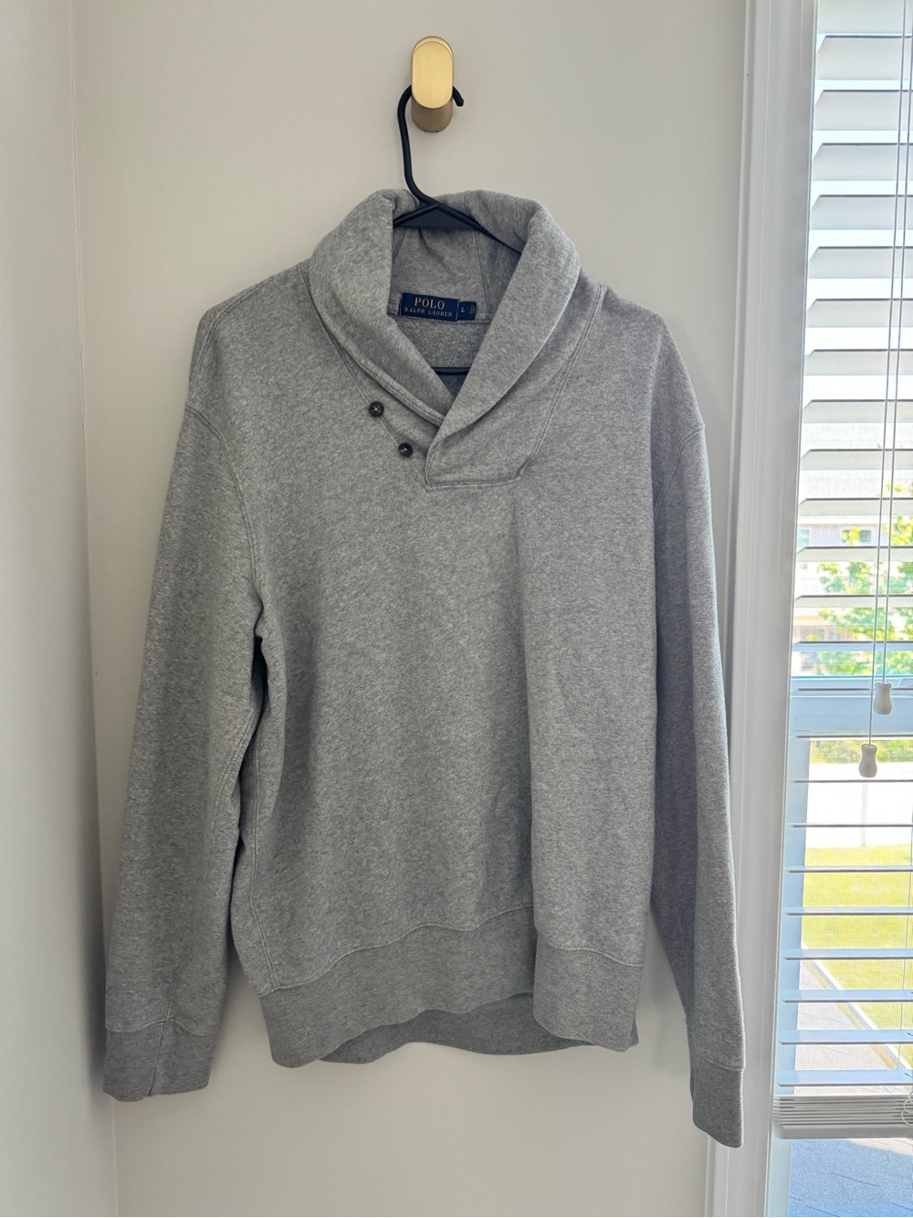 Ralph Lauren Gray Shawl-Collar Pullover Hoodie